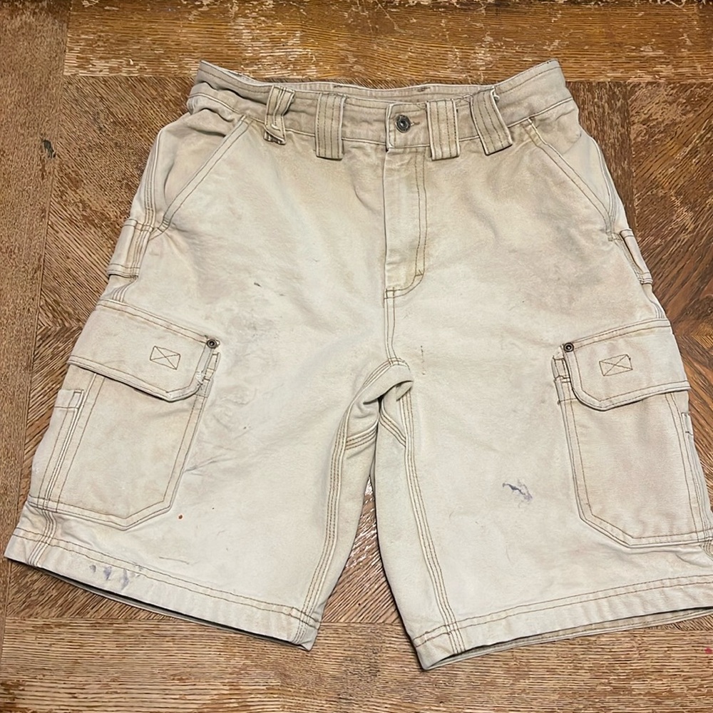 Men’s size 30 khaki tan cargo carpenter shorts 6 pockets Rough Hewn